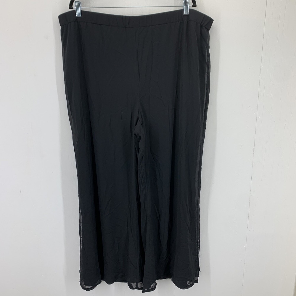 usan Graver Black Sheer Chiffon Wide Leg Palazzo Pants 2X Whimsigoth Goth Dressy